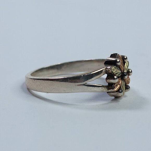 Black hills Ring 925 Sterling Silver 12k Rose Green Gold Leaf Design USA 10 - Picture 3 of 8